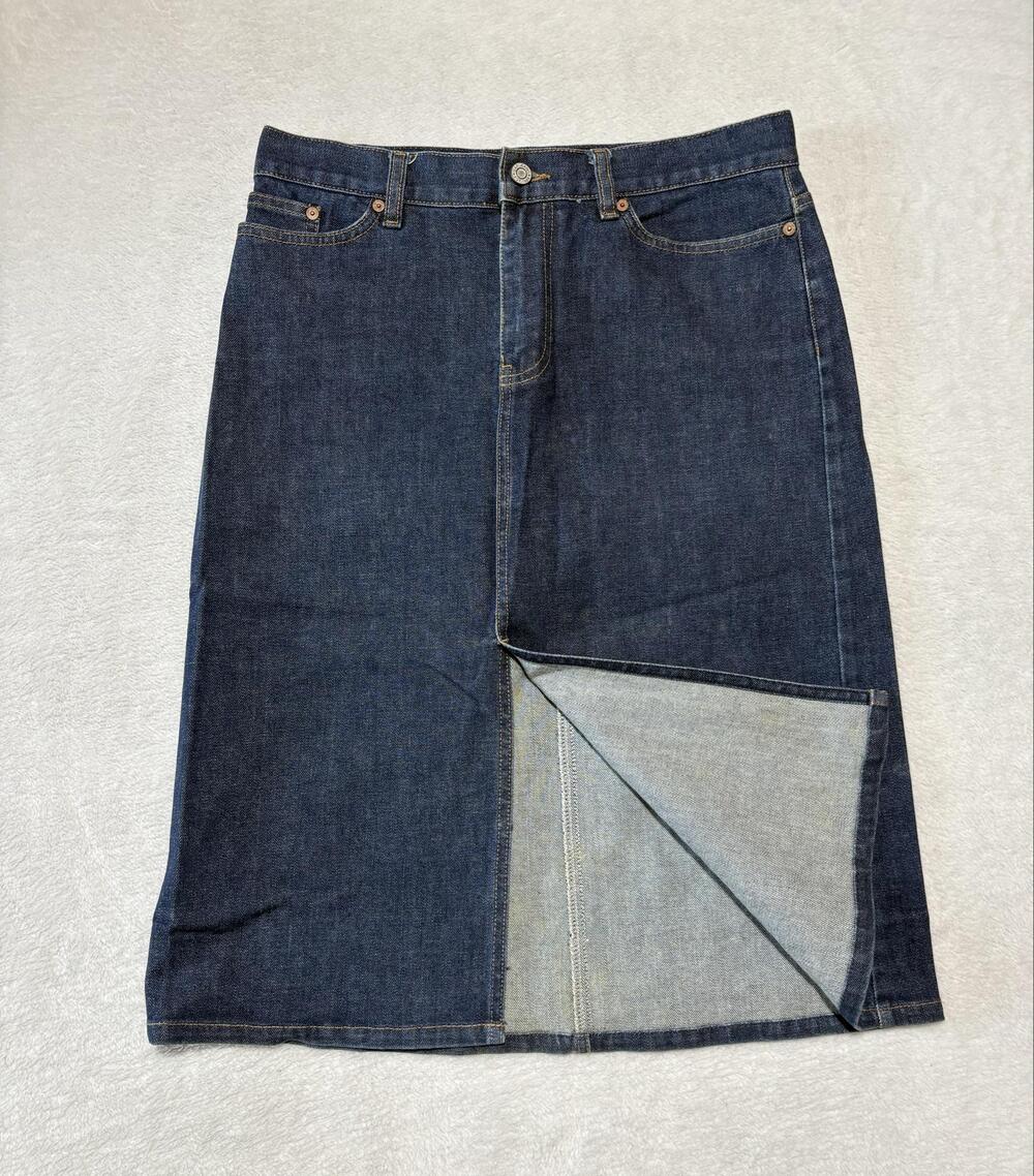 Gap Skirt Womens 8 Blue Denim Straight Knee Length Stretch 5 Pocket Casual - Picture 3 of 6